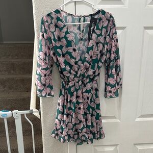 Floral Green and Pink Romper